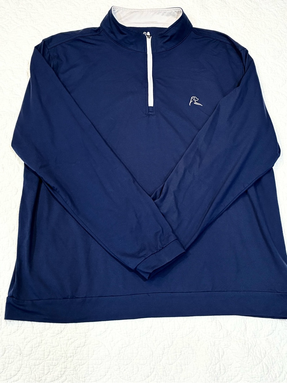 RHOBACK Men XL Navy Blue Quarter Zip Pullover Golf Sweatshirt US Flag Patch Logo